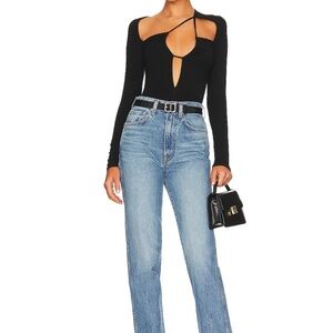 superdown Aranza Ruched Bodysuit in Black